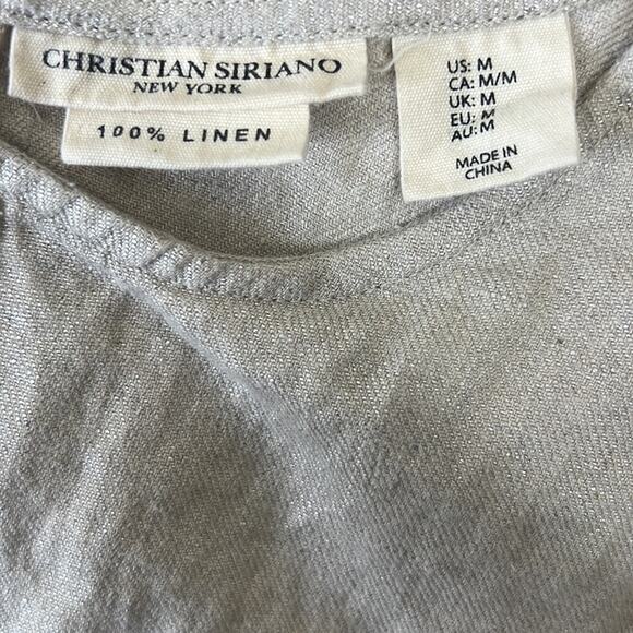 Christian Siriano Gray 100% Linen Tie Front Sleeveless Blouse - Picture 5 of 5